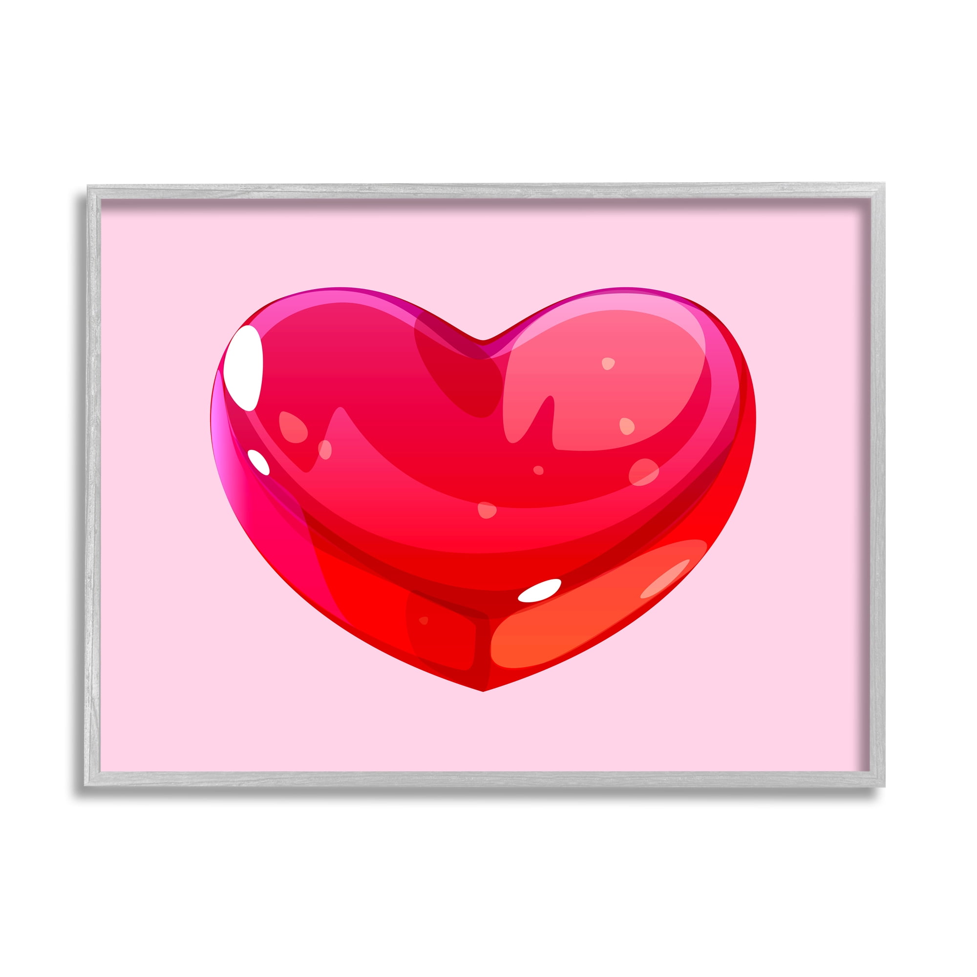 Stupell Industries Red Gummy Heart Food & Beverage Painting Gray Framed Art Print Wall Art, 30 x 24