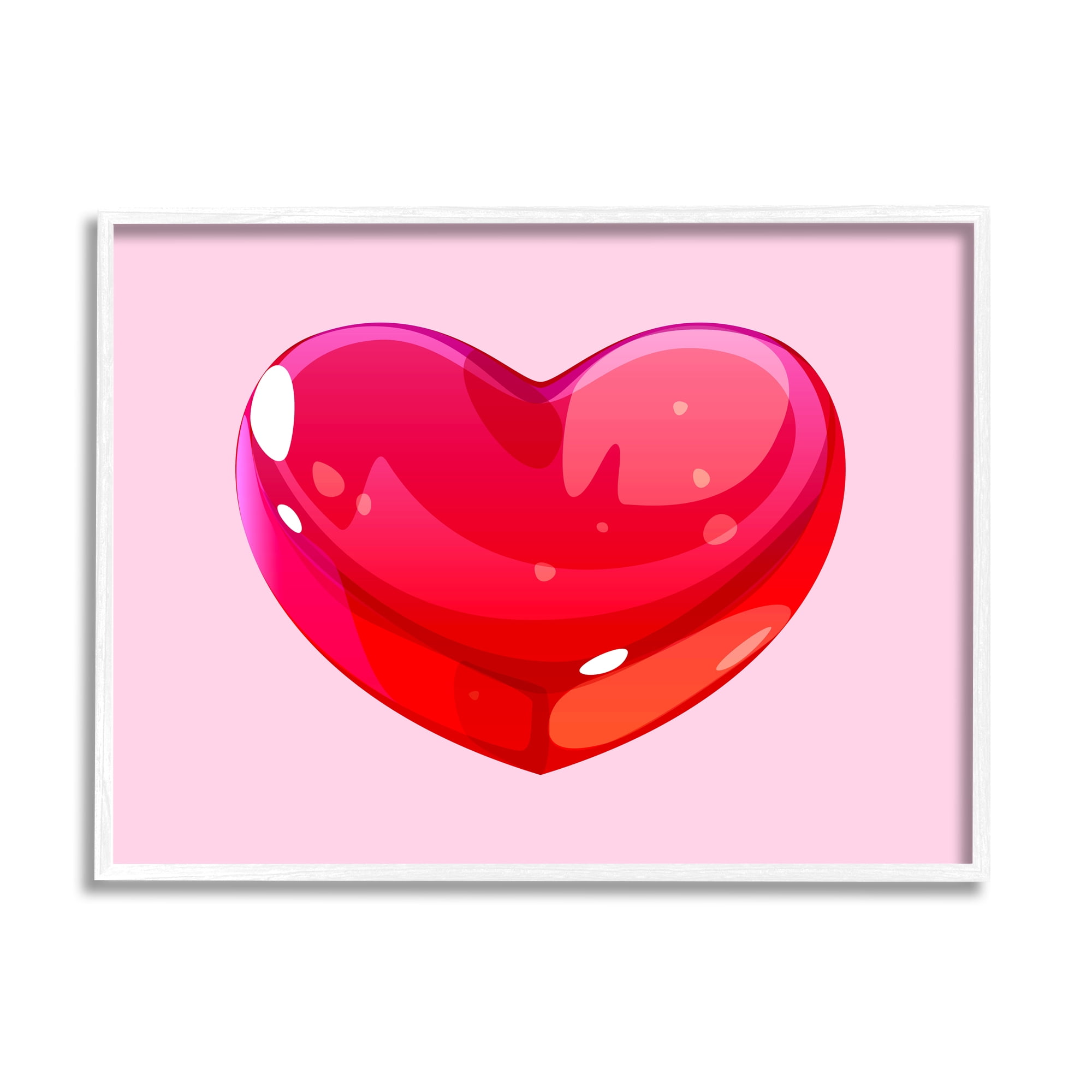 Stupell Industries Red Gummy Heart Food & Beverage Painting White Framed Art Print Wall Art, 14 x 11