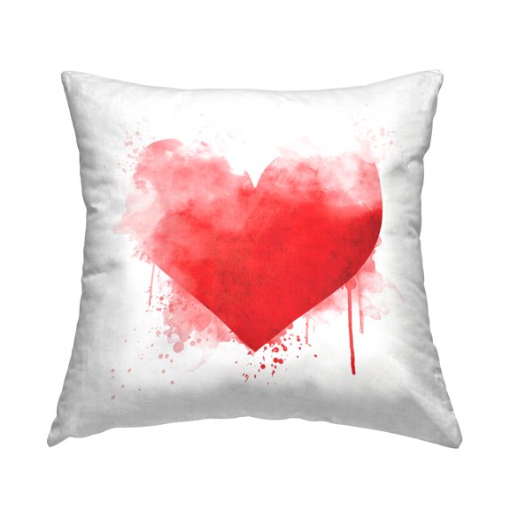 Stupell Industries Red Heart Urban Splatter Square Decorative Printed Throw Pillow Design By Artsy Sally, 18 x 18