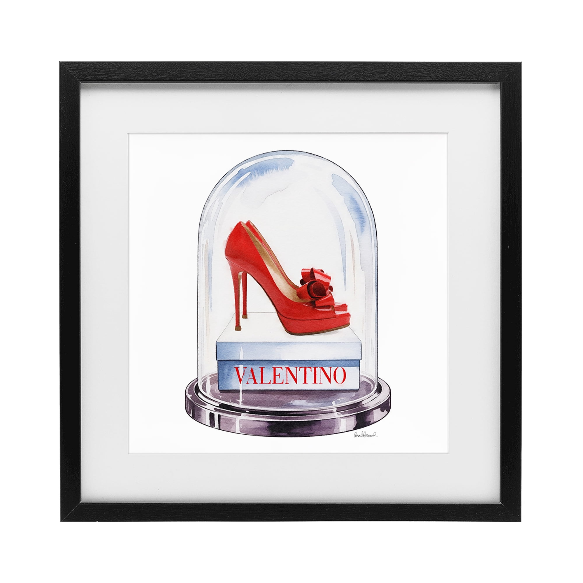 Stupell Industries Red Heels in Bell Jar Black Framed Print Under Glass, design by Amanda Greenwood