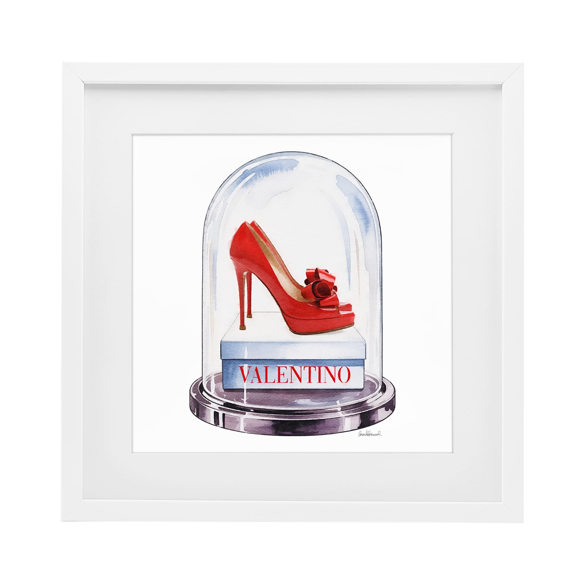 Stupell Industries Red Heels in Bell Jar White Framed Print Under Glass, design by Amanda Greenwood