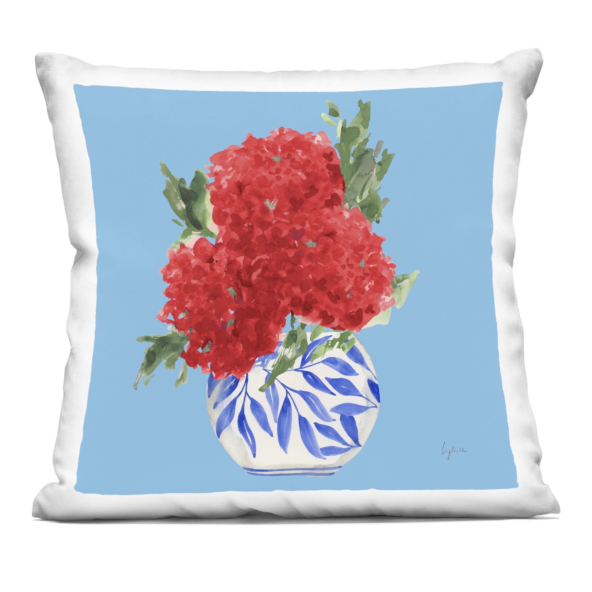 Stupell Industries Red Hydrangeas in Vase Decorative Printed Throw Pillow, design by Lucille Price