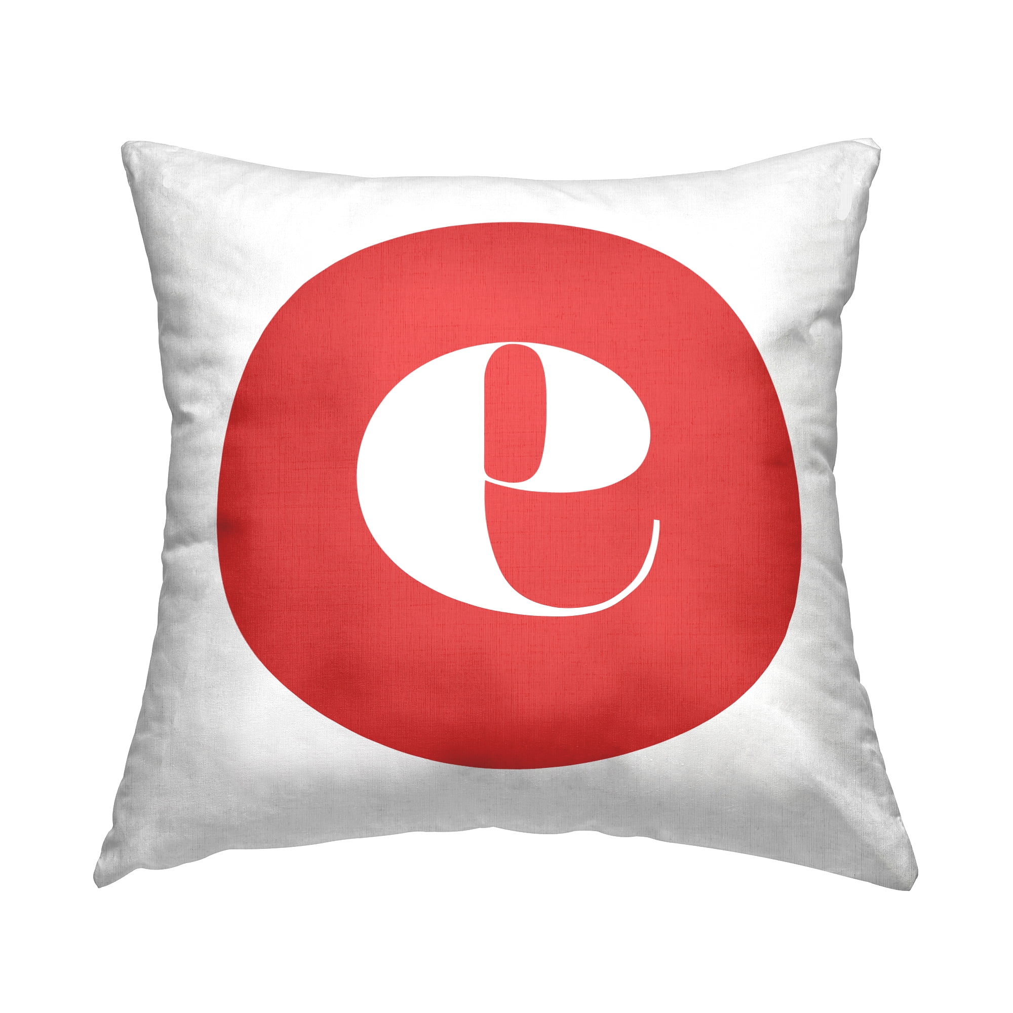 Stupell Industries Red Initial E Decorative Printed Throw Pillow, 18 x 18