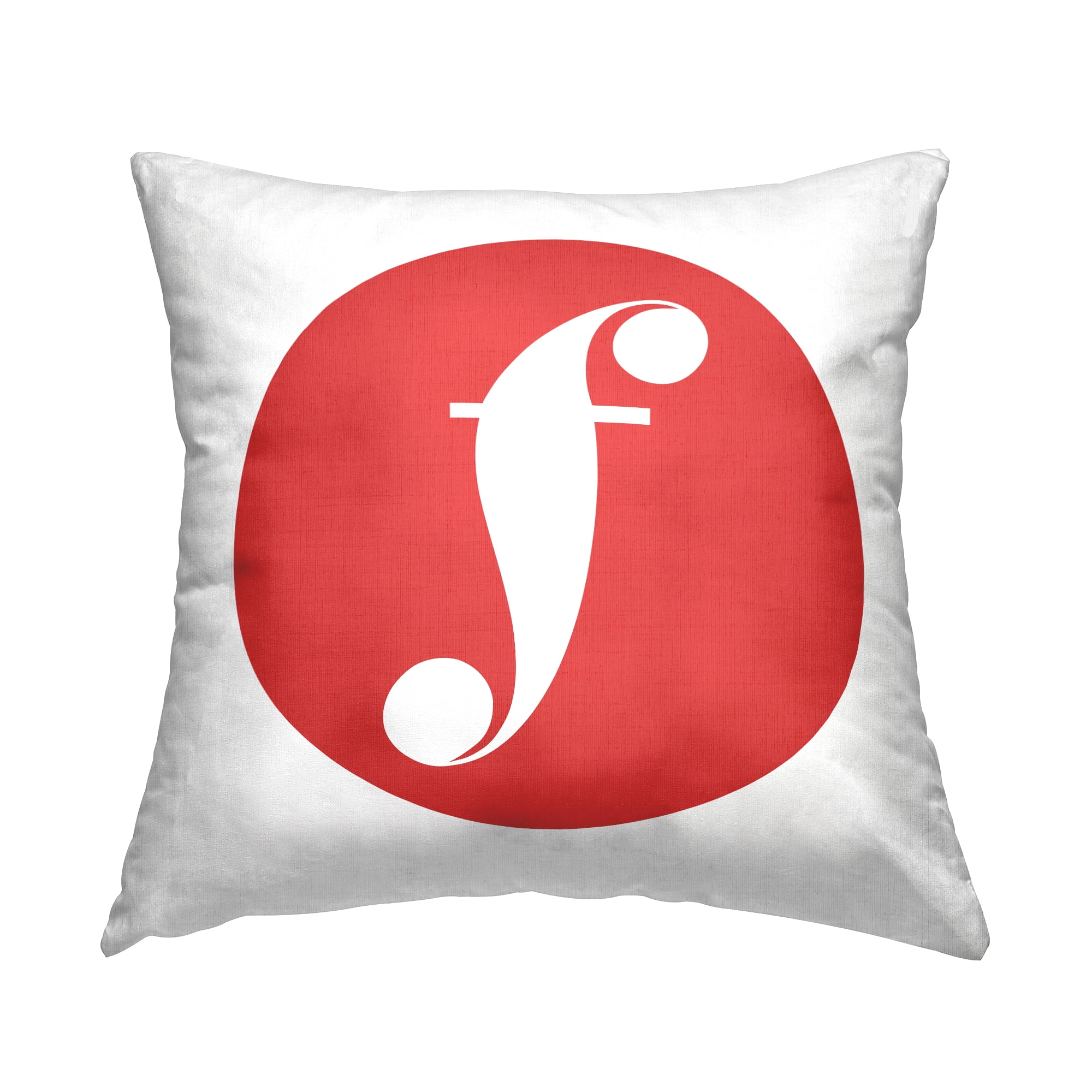 Stupell Industries Red Initial F Decorative Printed Throw Pillow, 18 x 18