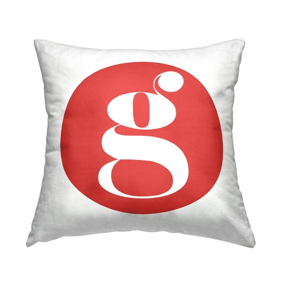Stupell Industries Red Initial G Decorative Printed Throw Pillow, 18 x 18