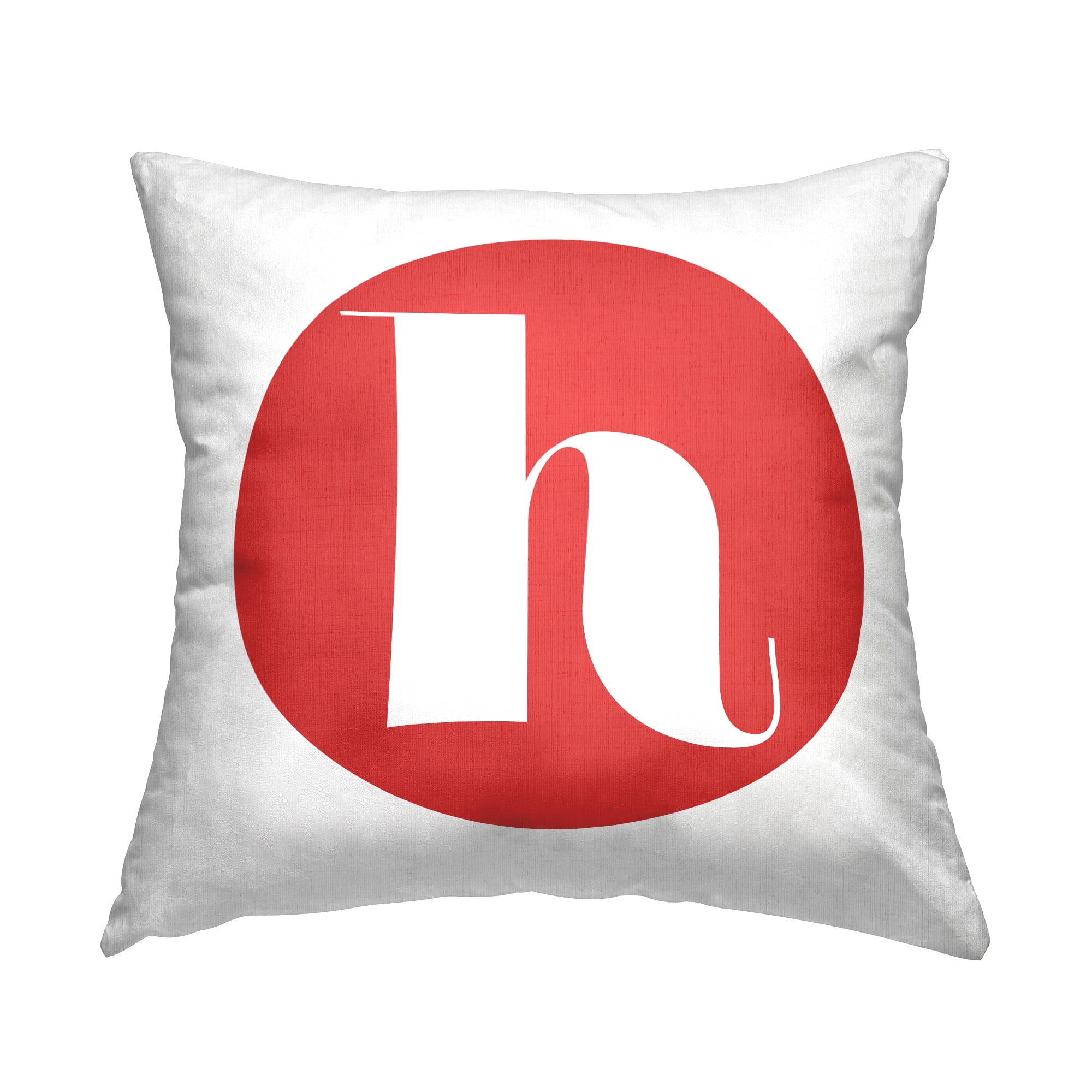 Stupell Industries Red Initial H Decorative Printed Throw Pillow, 18 x 18