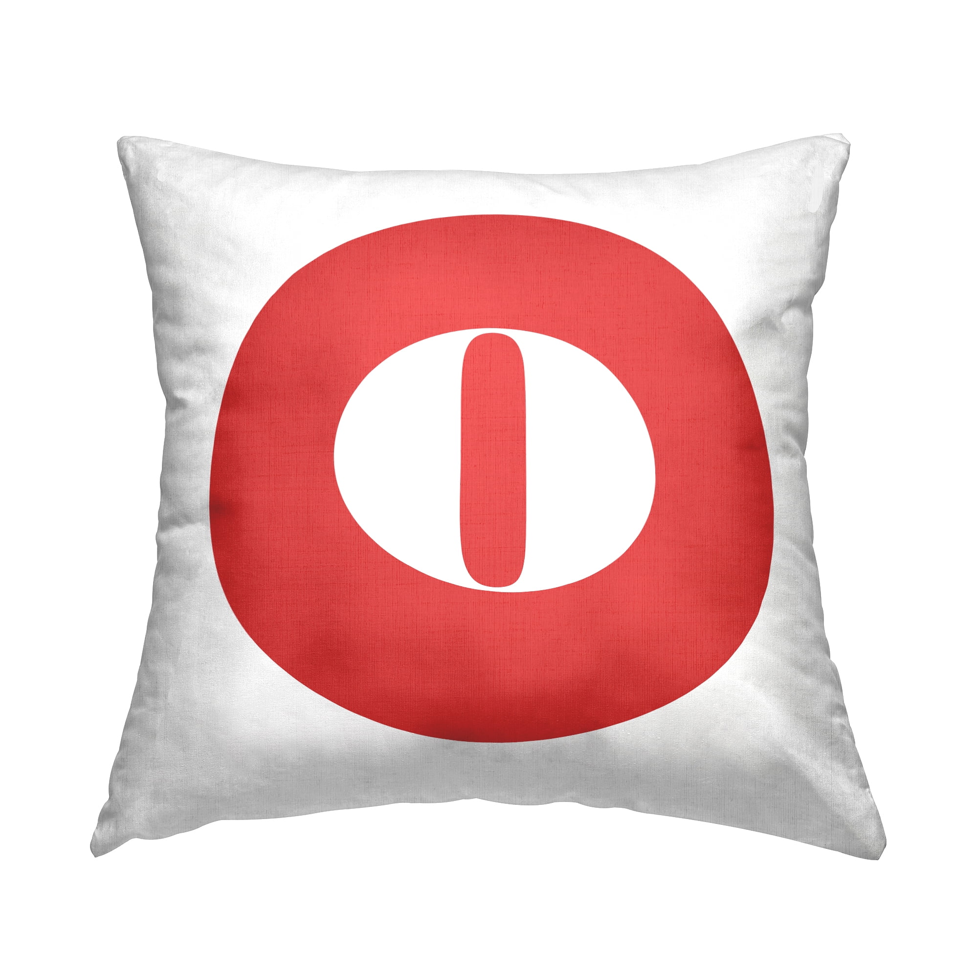 Stupell Industries Red Initial O Decorative Printed Throw Pillow, 18 x 18