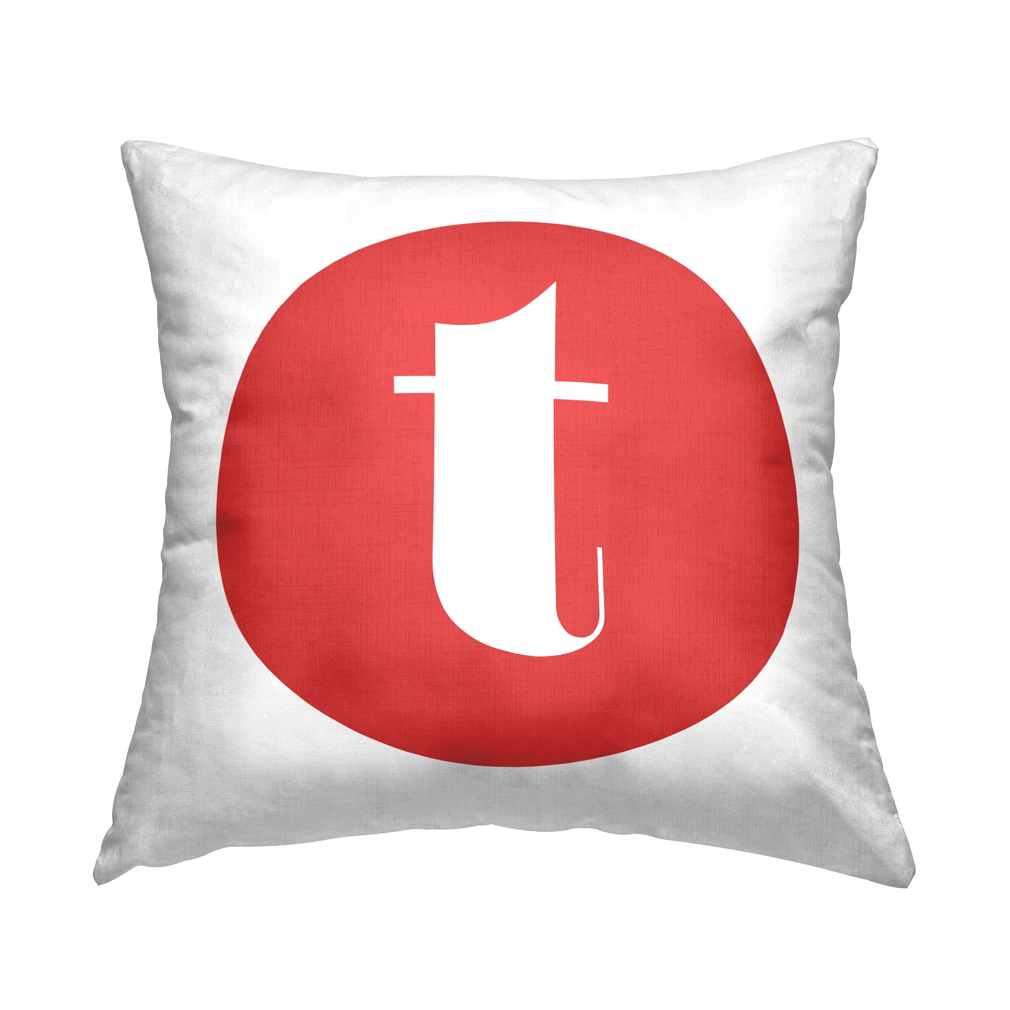 Stupell Industries Red Initial T Decorative Printed Throw Pillow, 18 x 18