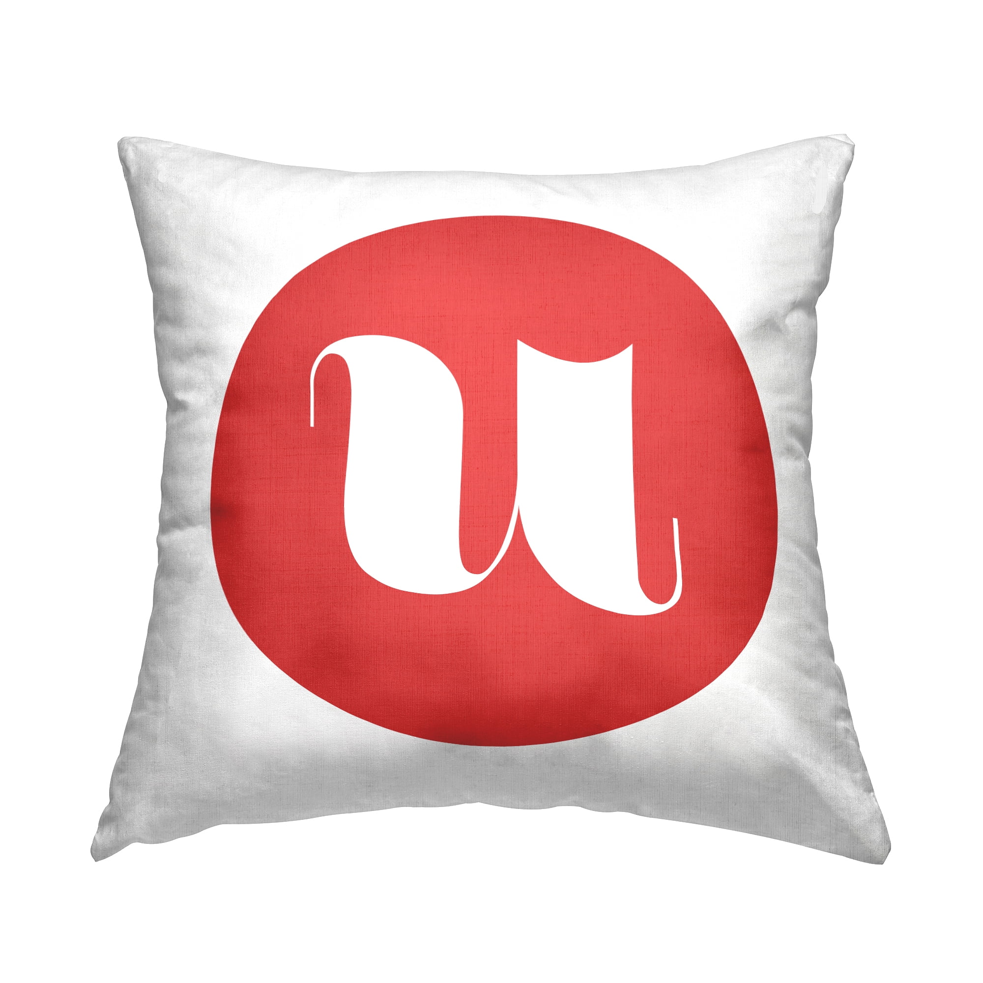 Stupell Industries Red Initial U Decorative Printed Throw Pillow, 18 x 18