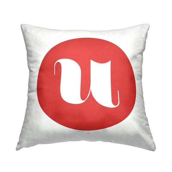 Stupell Industries Red Initial U Decorative Printed Throw Pillow, 18 x 18