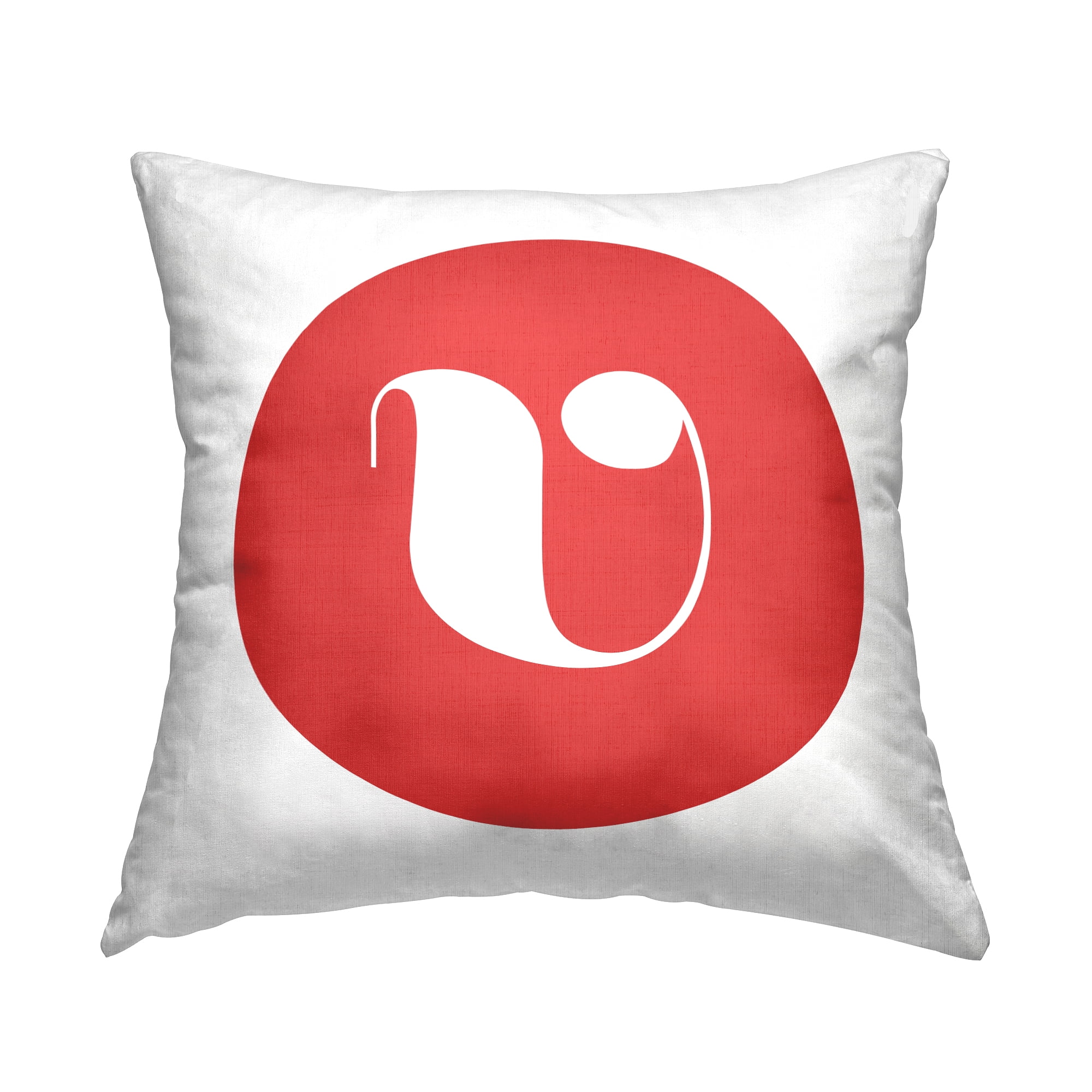 Stupell Industries Red Initial V Decorative Printed Throw Pillow, 18 x 18