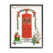 Stupell Industries Red Jolly Christmas Doorway Graphic Art Black Framed Art Print Wall Art, Design by Victoria Barnes