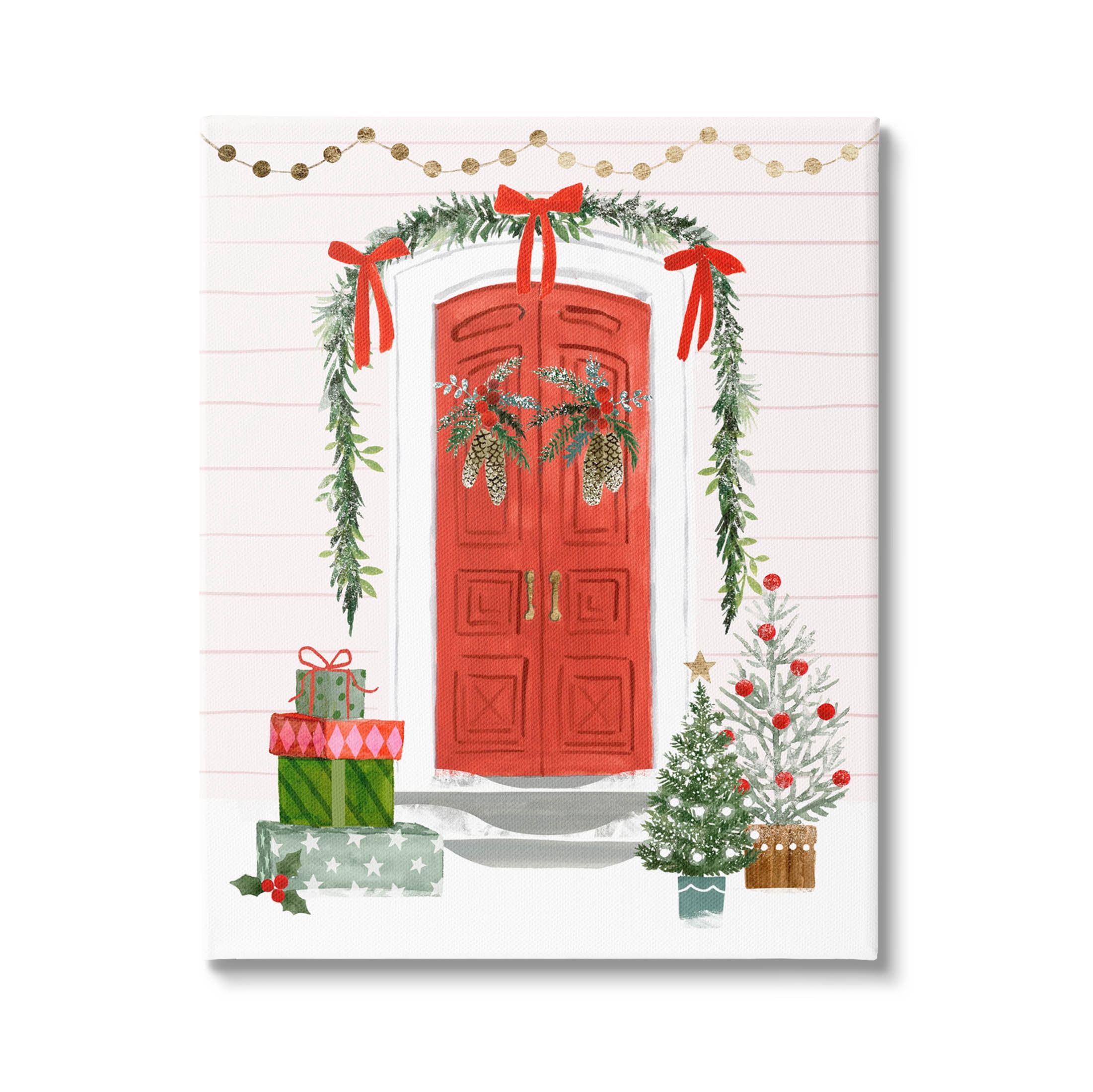 Stupell Industries Red Jolly Christmas Doorway Graphic Art Gallery Wrapped Canvas Print Wall Art, Design by Victoria Barnes