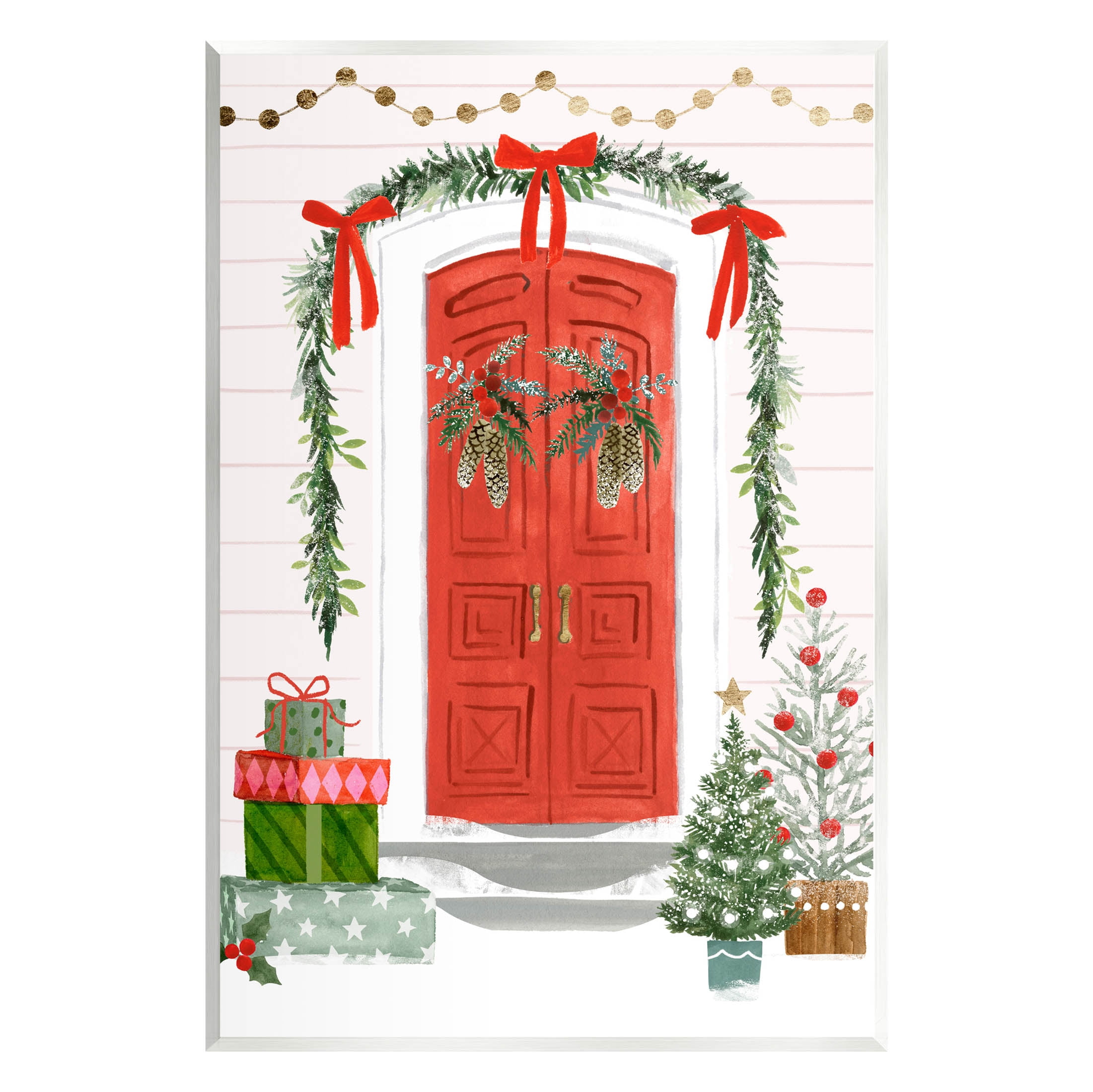 Stupell Industries Red Jolly Christmas Doorway Graphic Art Unframed Art Print Wall Art, Design by Victoria Barnes