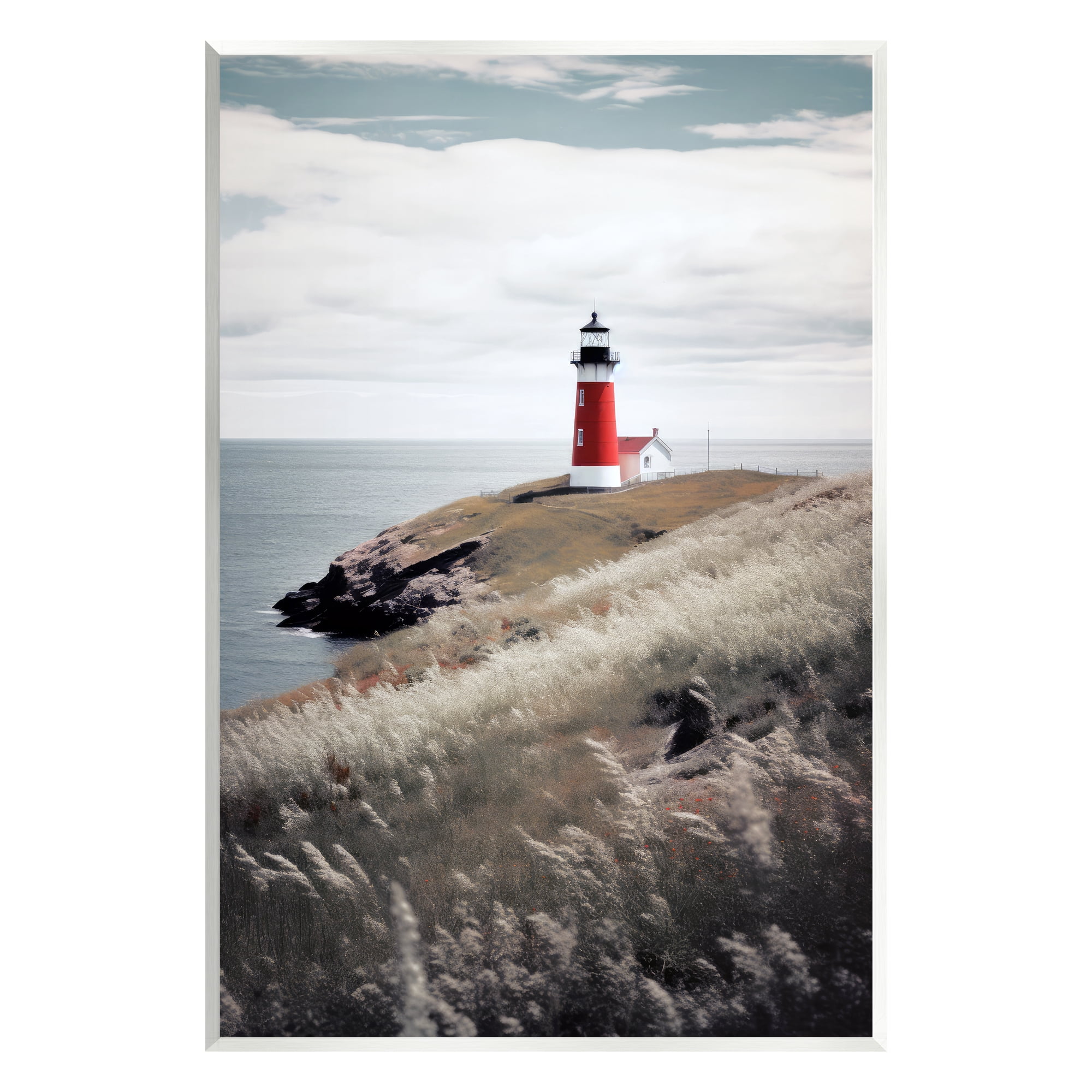 Stupell Industries Red Lighthouse Landscape Landscape Photography Unframed Art Print Wall Art, 10 x 15