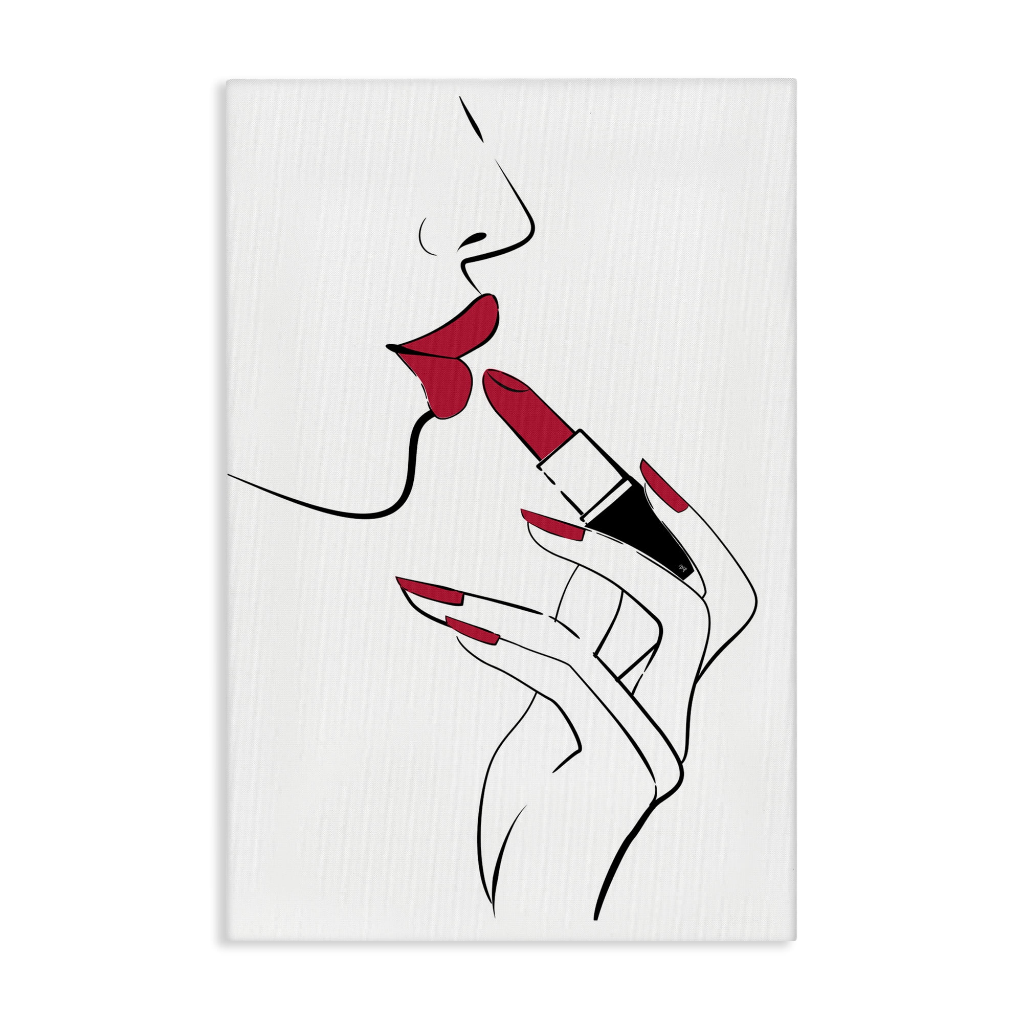 Stupell Industries Red Lips Makeup Novelty Painting Gallery Wrapped Canvas Art Print Wall Art, 30 x 45