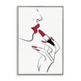 Stupell Industries Red Lips Makeup Novelty Painting Gray Framed Art