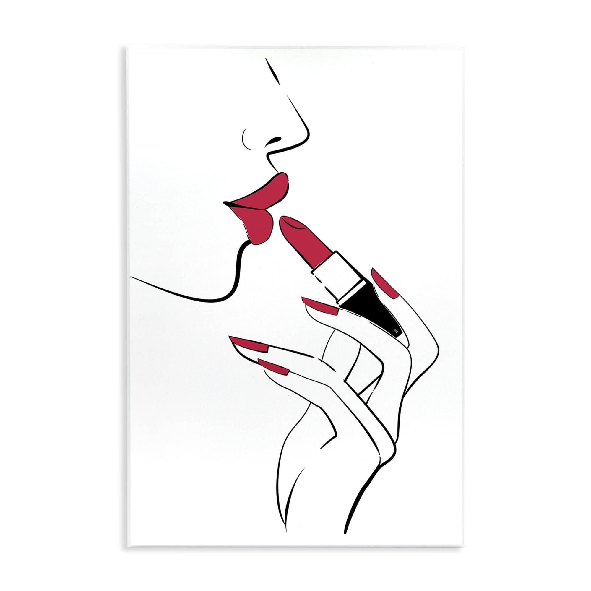 Stupell Industries Red Lips Makeup Novelty Painting Unframed Art Print Wall Art, 10 x 15