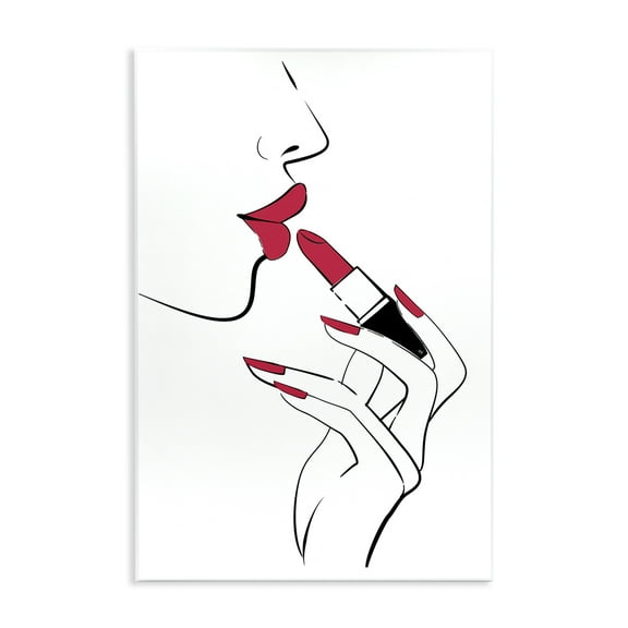 Stupell Industries Red Lips Makeup Novelty Painting Unframed Art Print Wall Art, 10 x 15