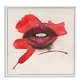 thumbnail image 1 of Stupell Industries Red Lips Paint Streak People Painting White Framed Art Print Wall Art, 24 x 24, 1 of 2