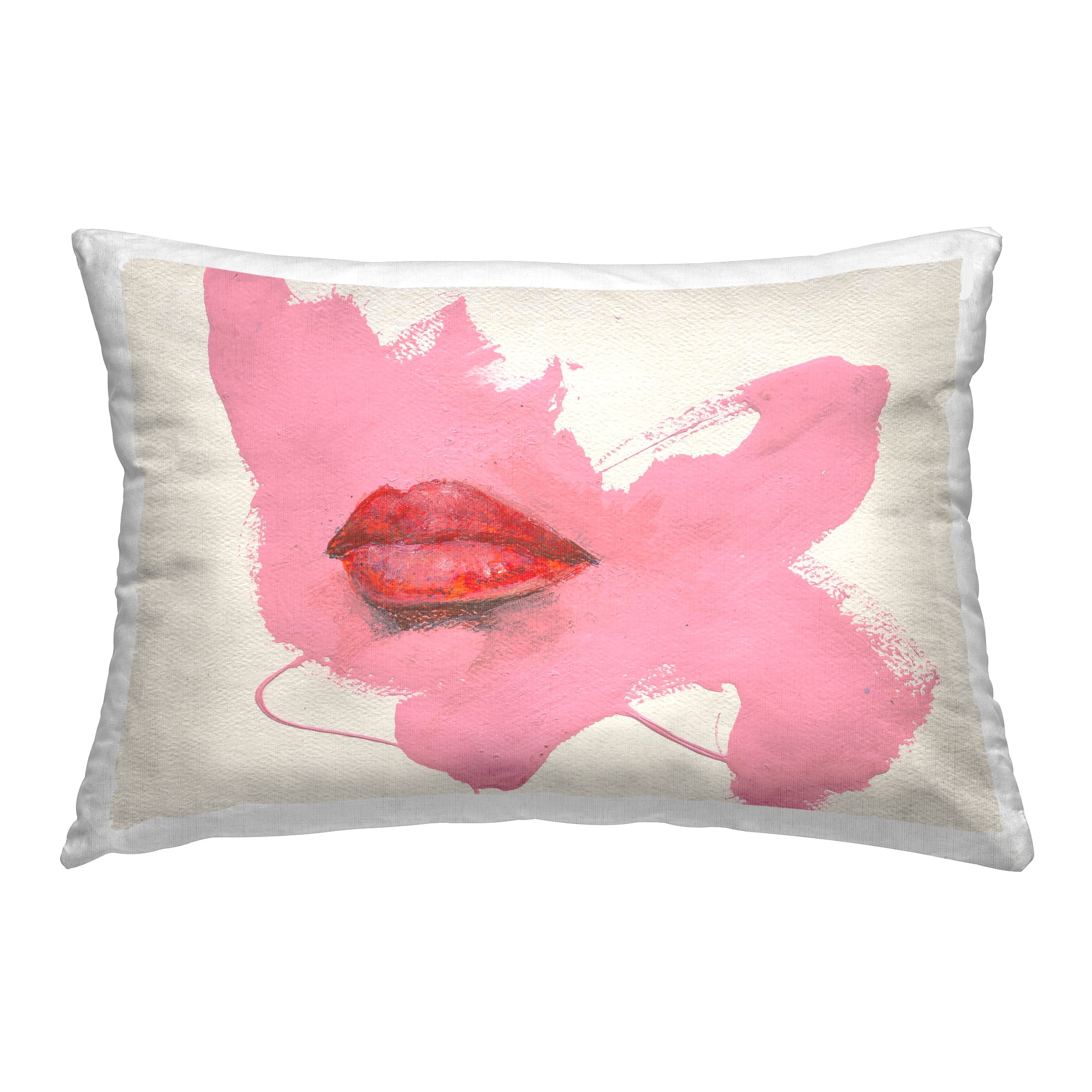 Stupell Industries Red Lips on Pink Decorative Printed Throw Pillow Design by Daniel Houston.