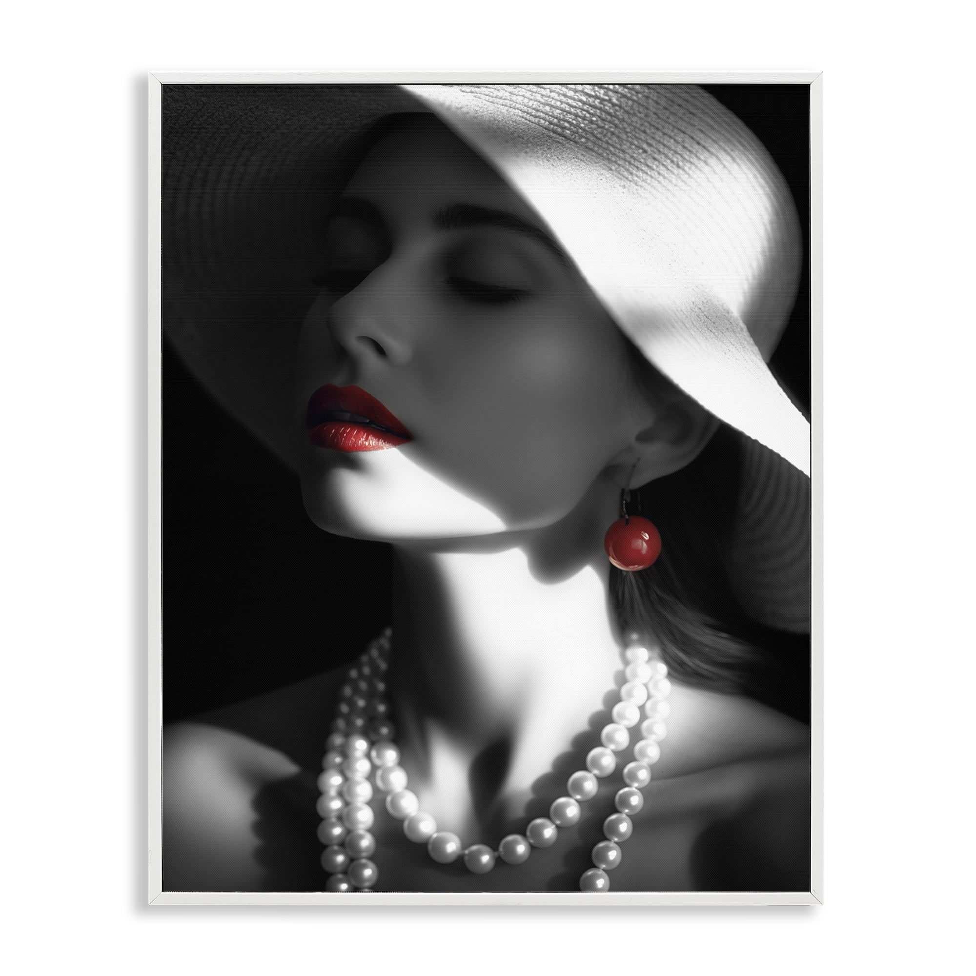 Stupell Industries Red Lipstick Fashionista Novelty Painting White Framed Art Print Wall Art, 11 x 14