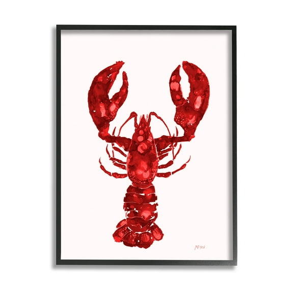 Stupell Industries Red Lobster Marine Paint Speckled Watercolor Painting Black Framed Art Print Wall Art, Design by Patti Mann