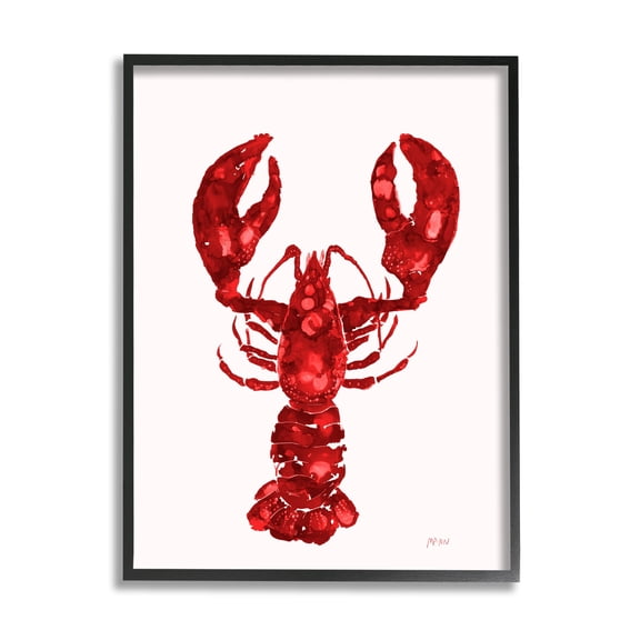 Stupell Industries Red Lobster Marine Paint Speckled Watercolor Painting Black Framed Art Print Wall Art, Design by Patti Mann