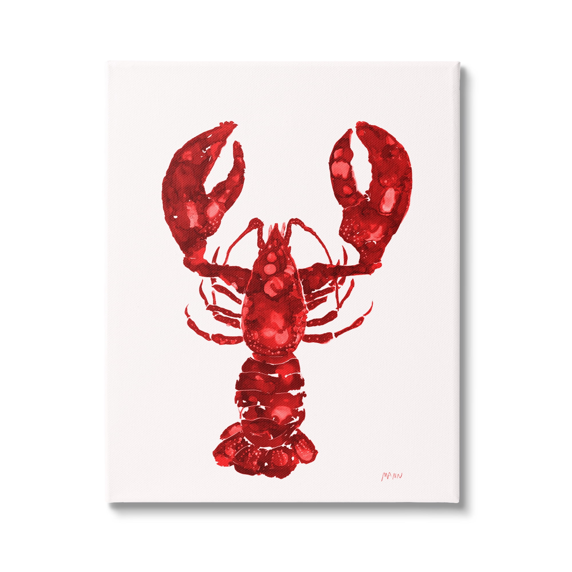 Stupell Industries Red Lobster Marine Paint Speckled Watercolor Painting Gallery Wrapped Canvas Print Wall Art, Design by Patti Mann