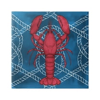 Stupell Industries Red Lobster Outline Rope Pattern Ocean Life Graphic Art Gallery Wrapped Canvas Print Wall Art, Design by Ziwei Li