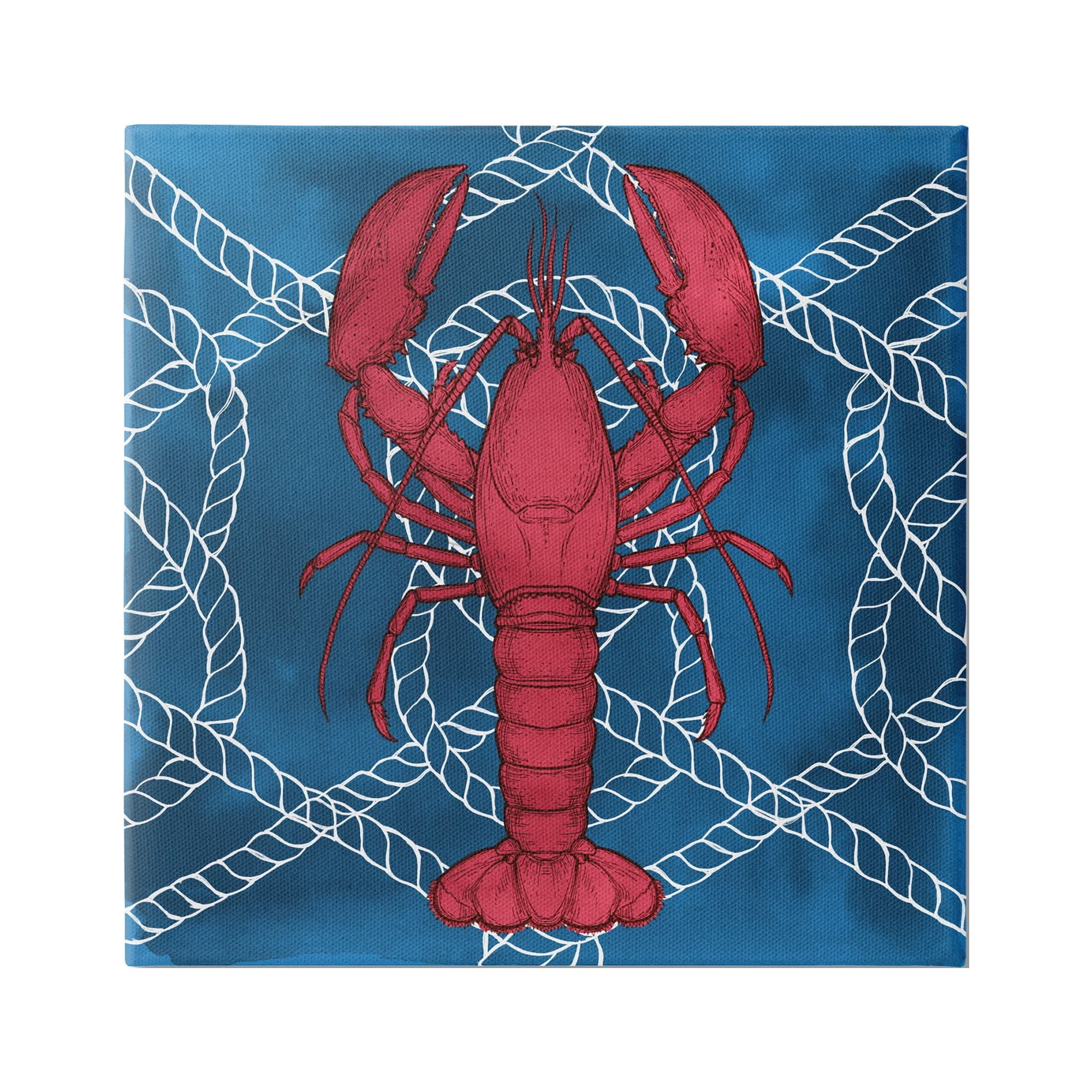 Stupell Industries Red Lobster Outline Rope Pattern Ocean Life Graphic Art Gallery Wrapped Canvas Print Wall Art, Design by Ziwei Li