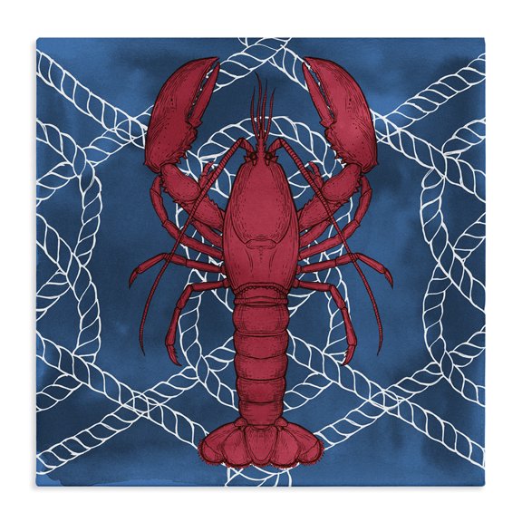Stupell Industries Contemporary Red Lobster Outline Rope Pattern Ocean Life Canvas Art, 17 x 17, by Ziwei Li