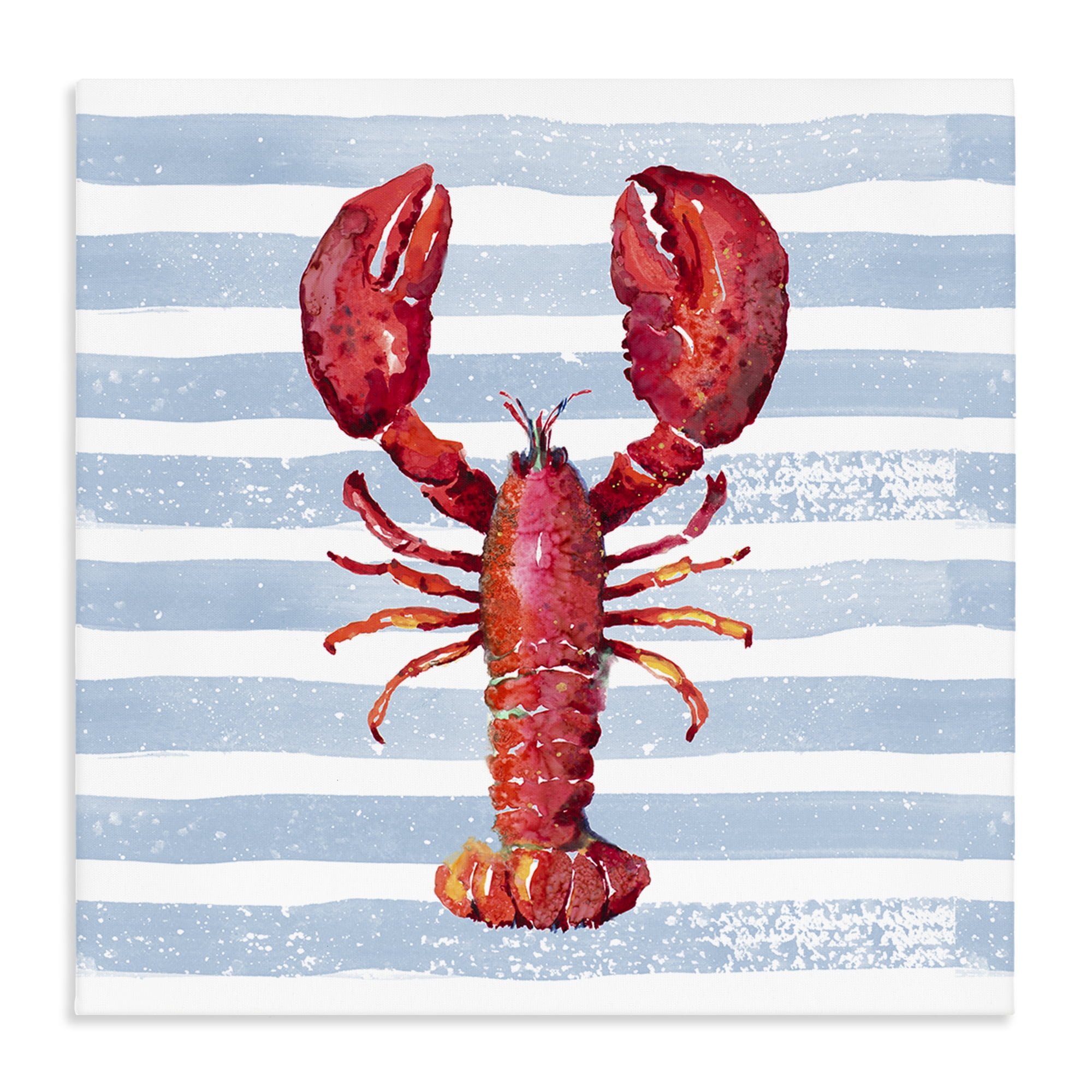 Stupell Industries Red Lobster on Blue Stripes Canvas Wall Art, design by Patricia Pinto