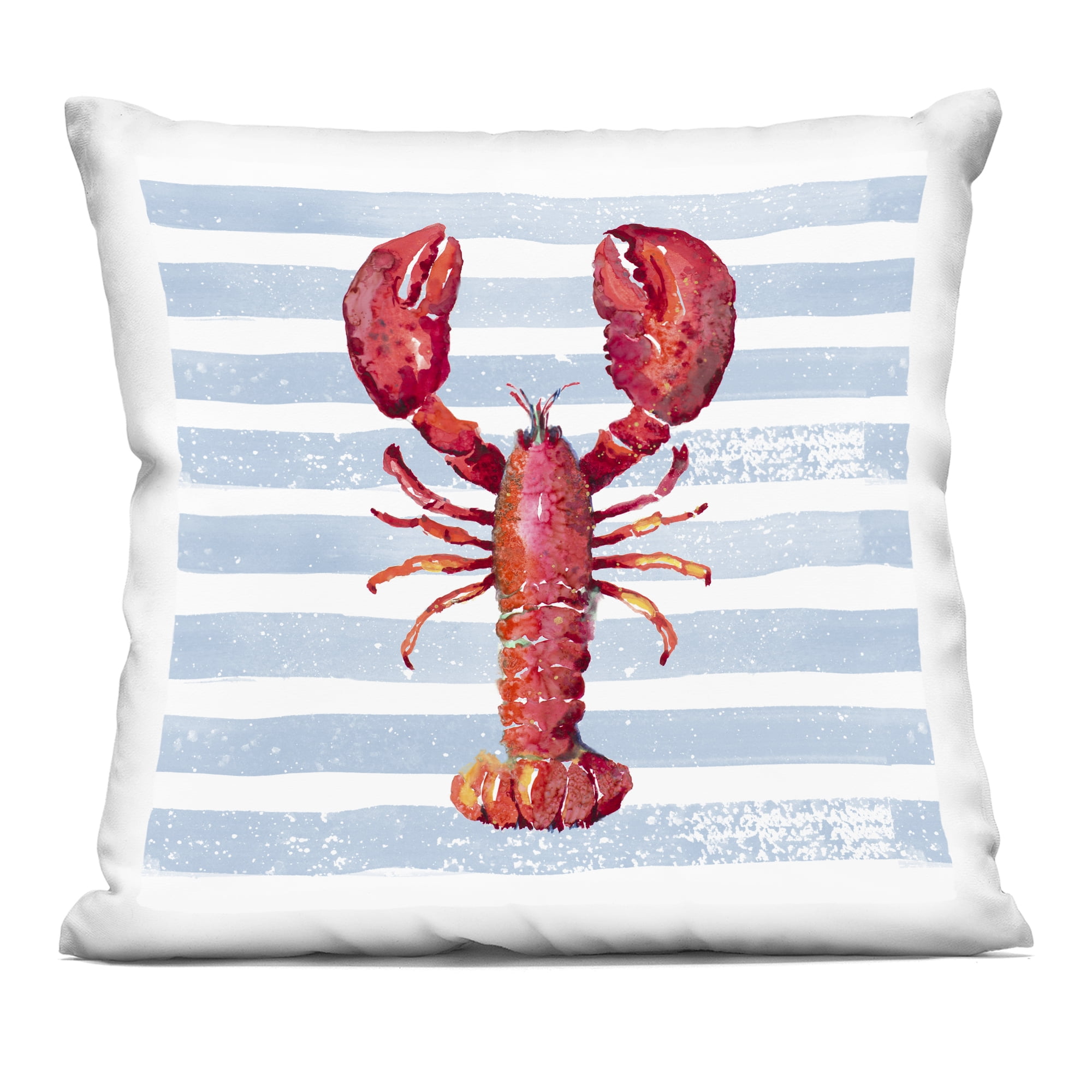 Stupell Industries Red Lobster on Blue Stripes Decorative Printed Throw Pillow, design by Patricia Pinto, 18 x 7 x 18