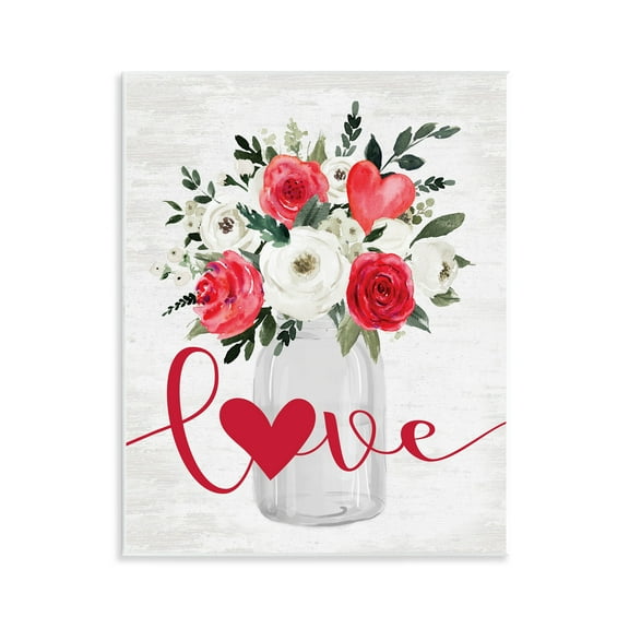 Stupell Industries Red Love Bouquet Botanical & Floral Painting Unframed Art Print Wall Art, 11 x 14