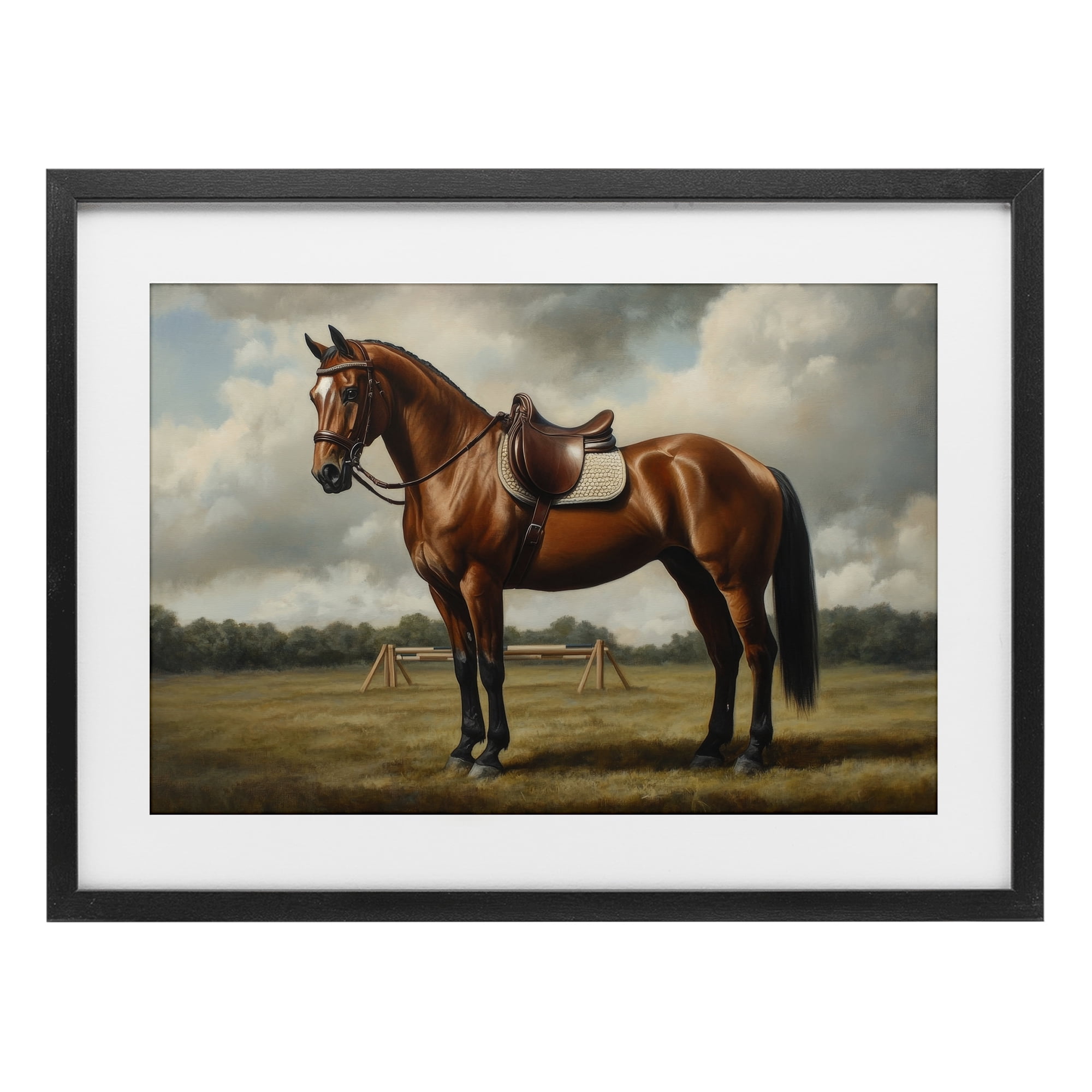 Stupell Industries Red Mare in Pastoral Landscape Black Framed Print Under Glass, design by Petal Prints Design