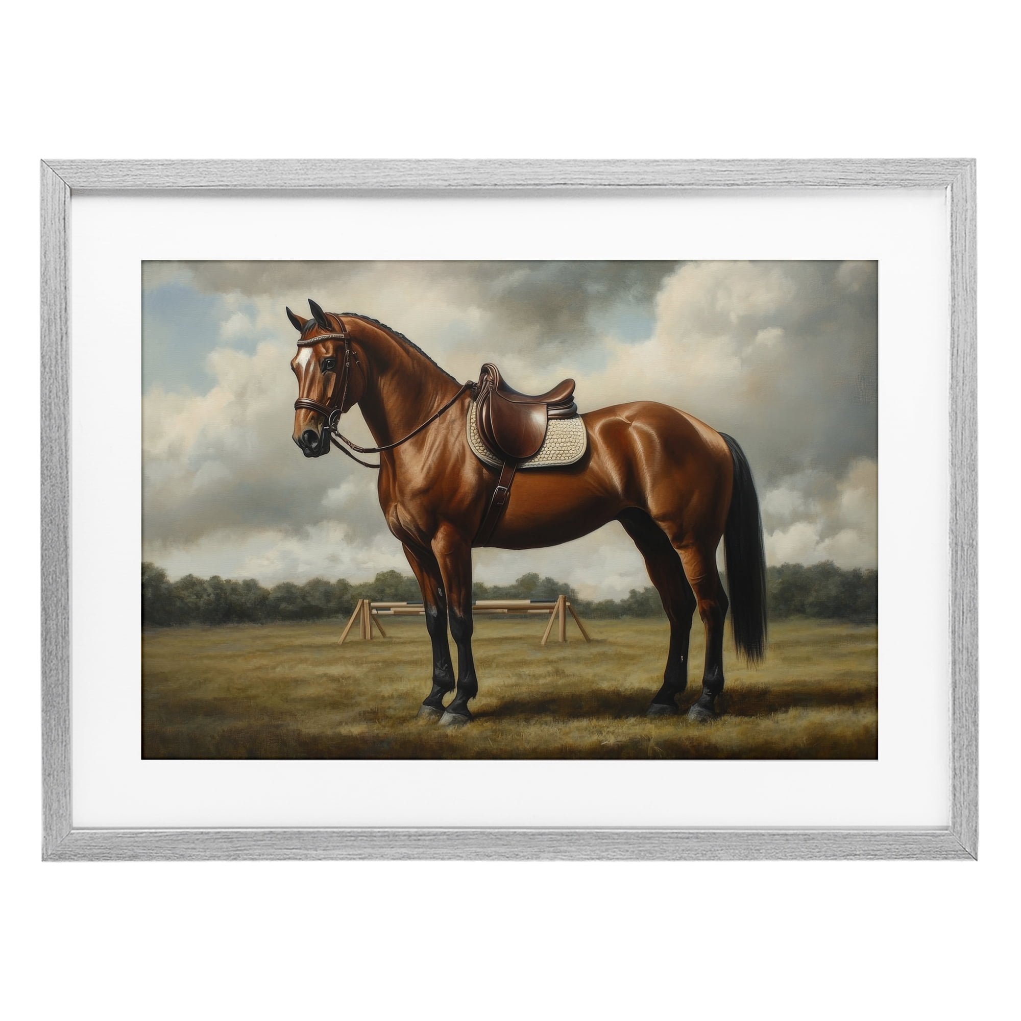 Stupell Industries Red Mare in Pastoral Landscape Gray Framed Print Under Glass, design by Petal Prints Design