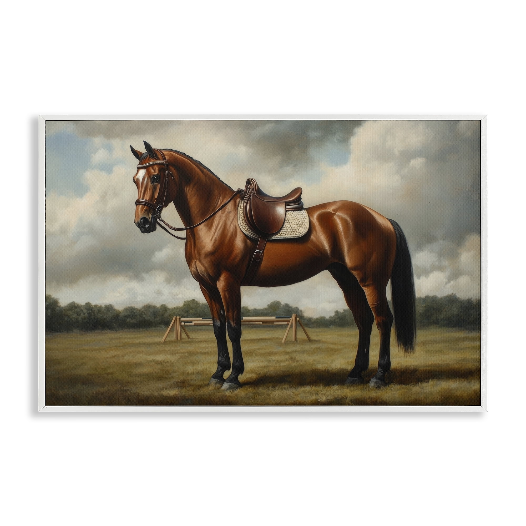 Stupell Industries Red Mare in Pastoral Landscape White Framed Giclee Art, design by Petal Prints Design