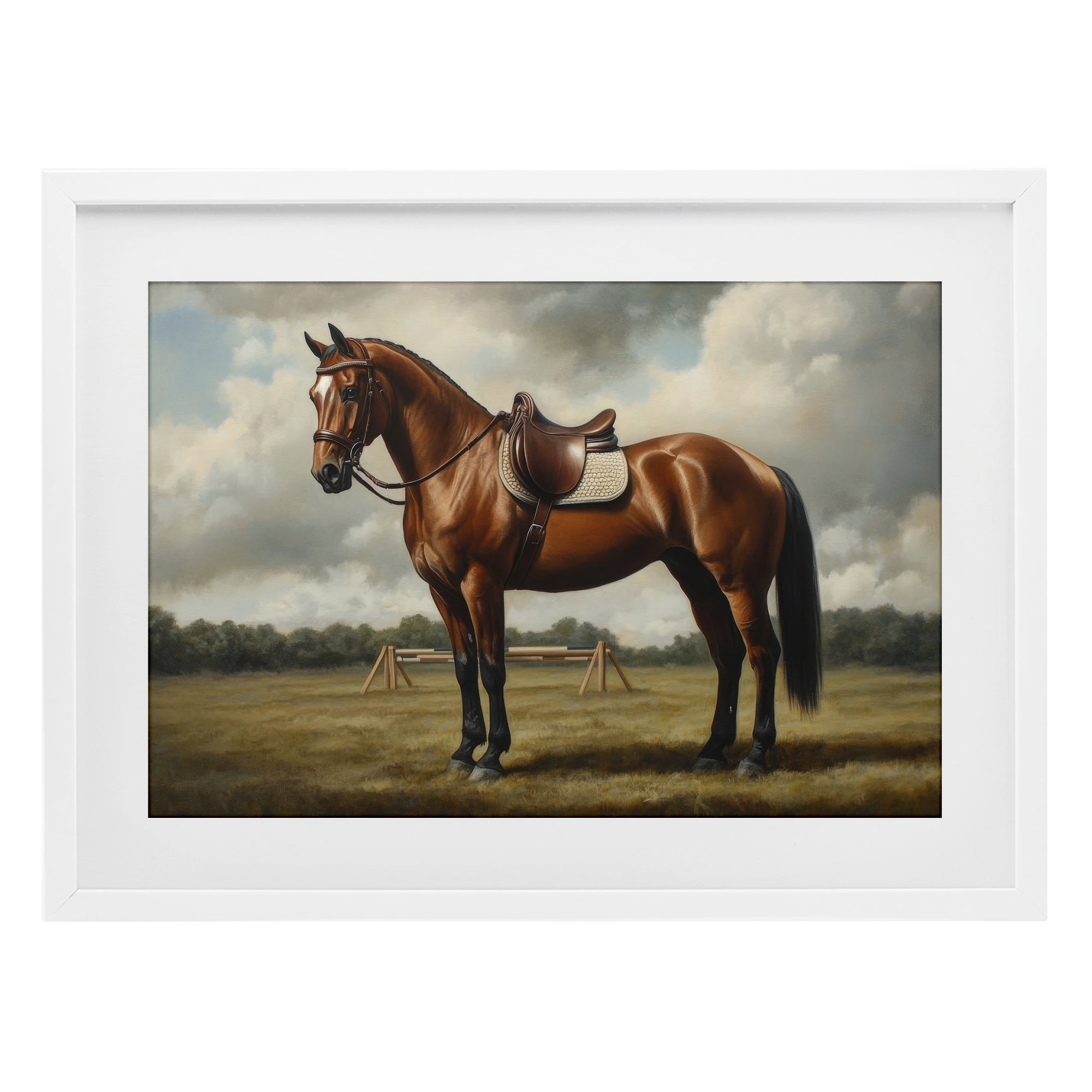 Stupell Industries Red Mare in Pastoral Landscape White Framed Print Under Glass, design by Petal Prints Design