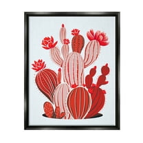Stupell Industries Red Modern Cactus Plants Botanical & Floral Painting Black Floater Framed Art Print Wall Art, 17 x 21