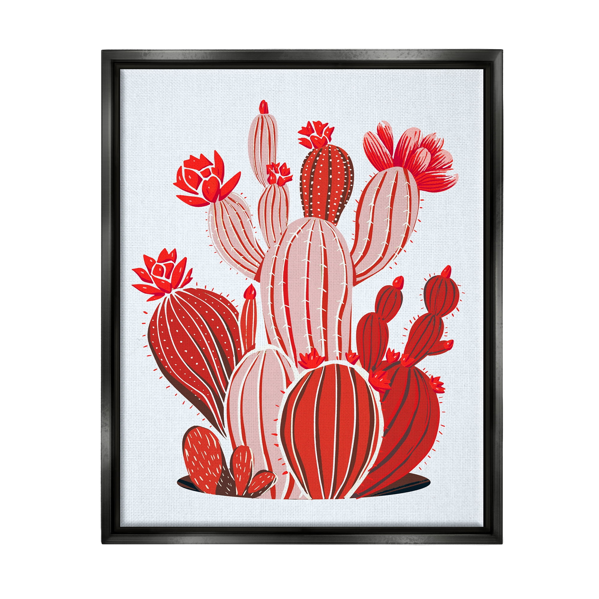 Stupell Industries Red Modern Cactus Plants Botanical & Floral Painting Black Floater Framed Art Print Wall Art, 25 x 31