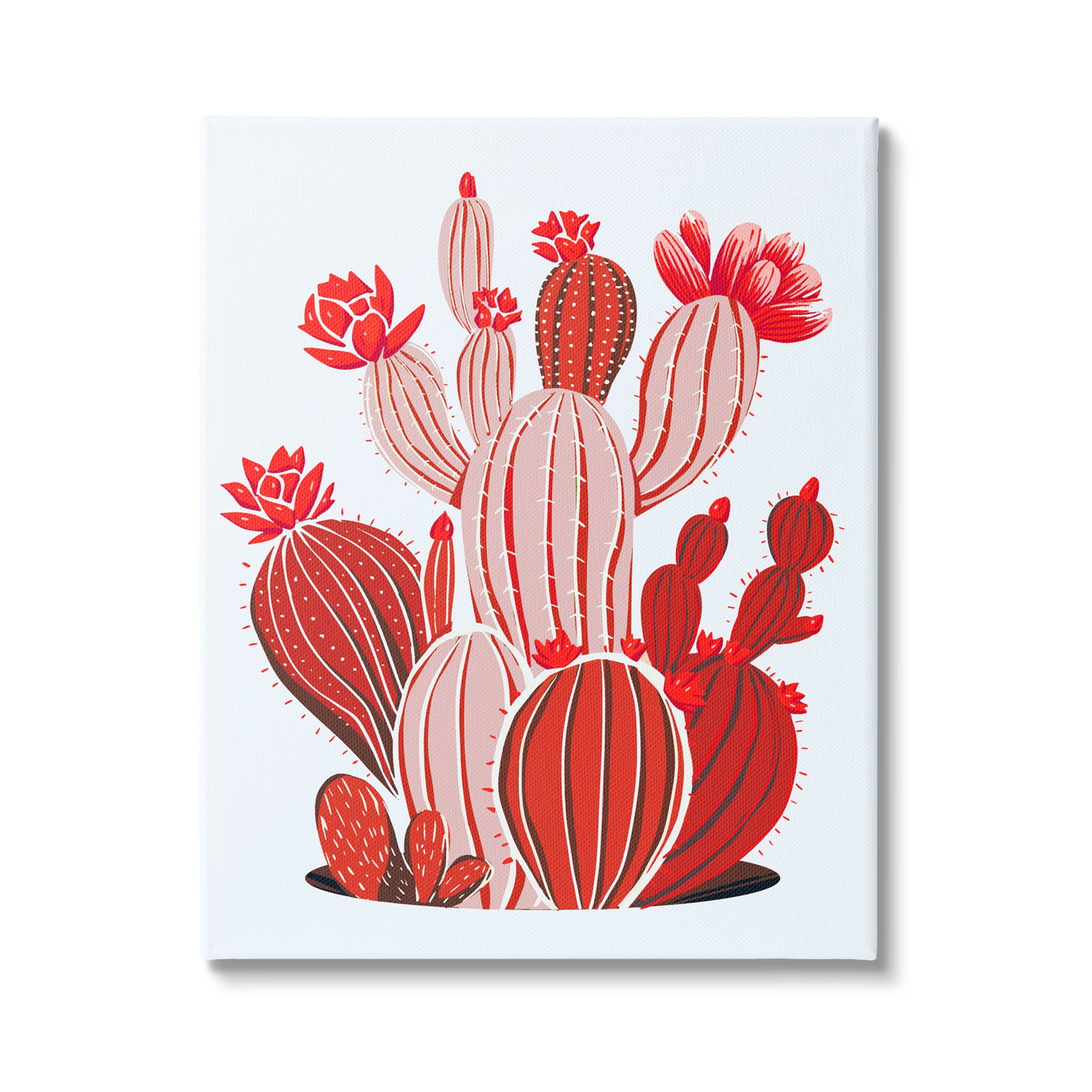 Stupell Industries Red Modern Cactus Plants Botanical & Floral Painting Gallery Wrapped Canvas Print Wall Art, 24 x 30