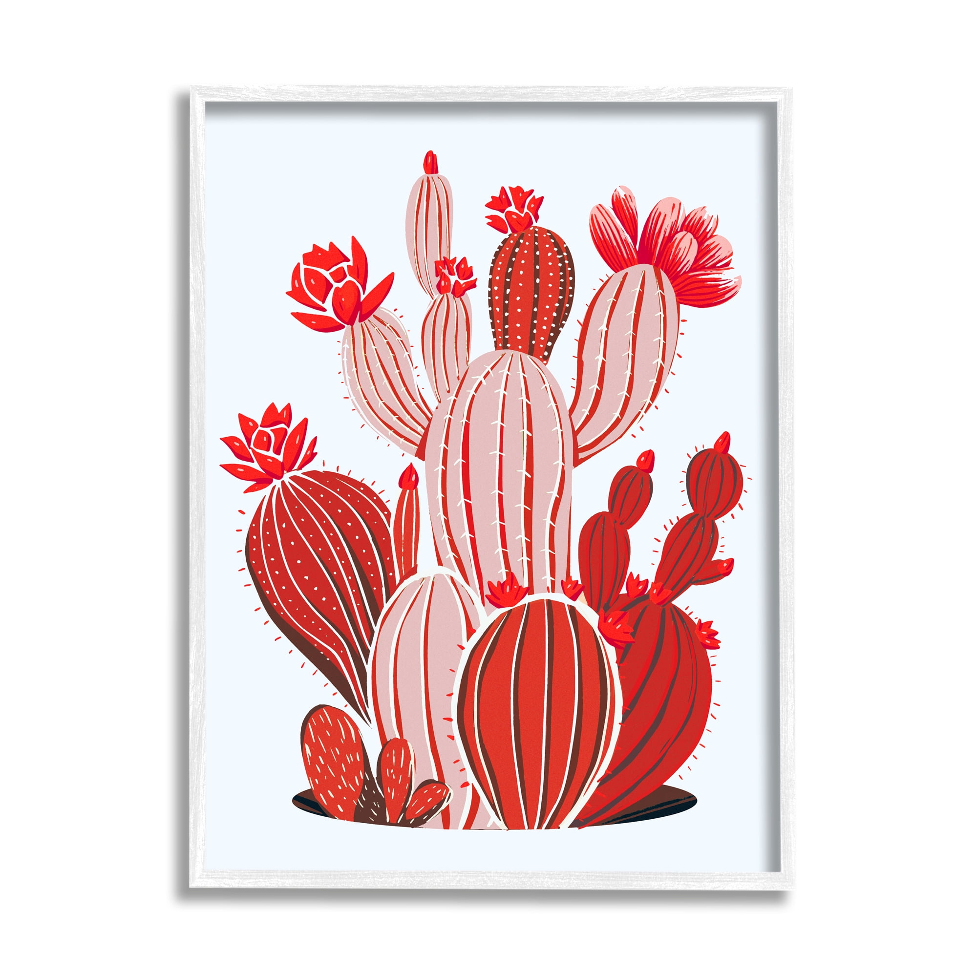 Stupell Industries Red Modern Cactus Plants Botanical & Floral Painting White Framed Art Print Wall Art, 24 x 30