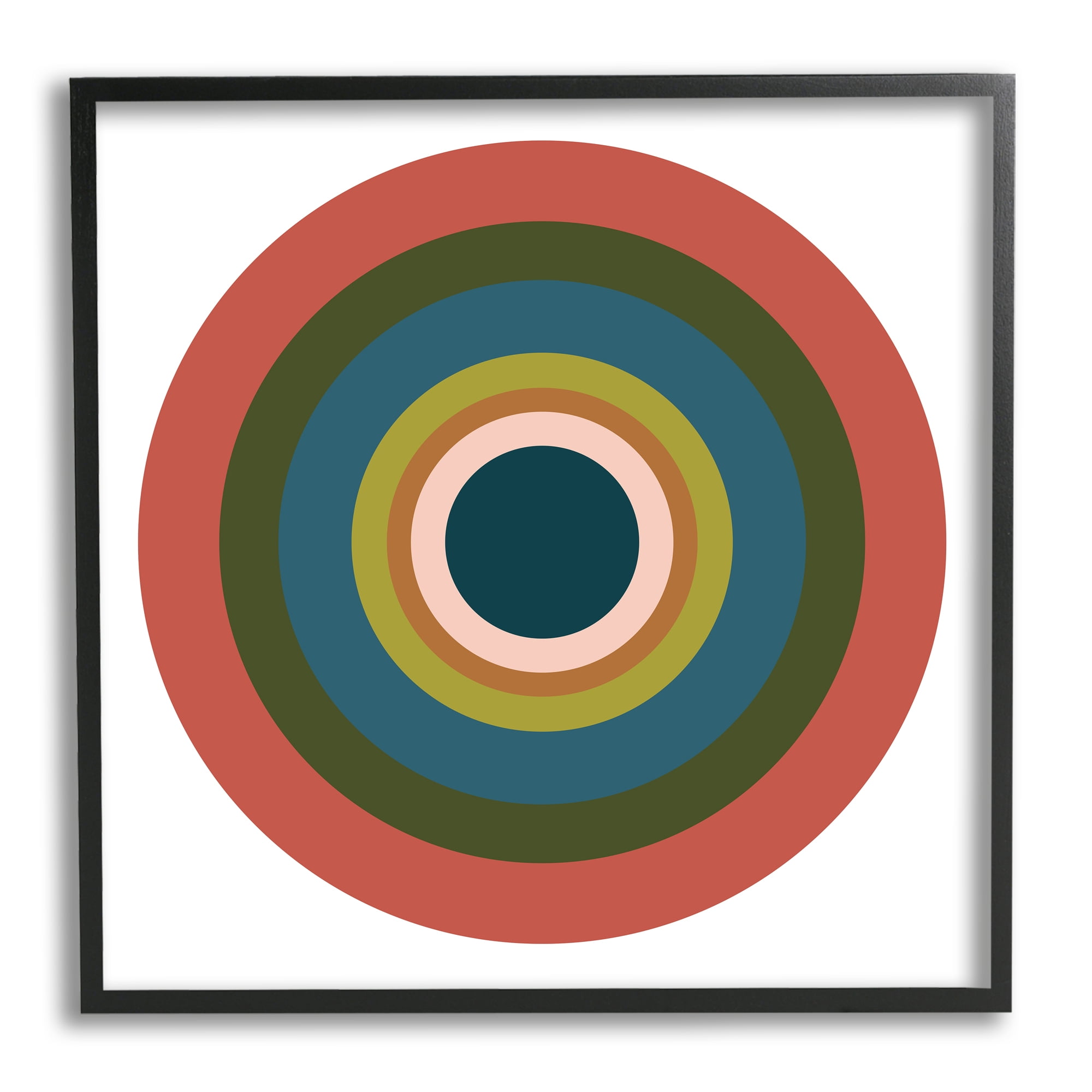 Stupell Industries Red Modern Circles Abstract Painting Black Framed Art Print Wall Art, 24 x 24