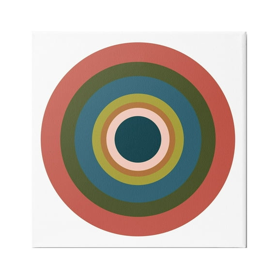 Stupell Industries Red Modern Circles Abstract Painting Gallery Wrapped Canvas Art Print Wall Art, 17 x 17
