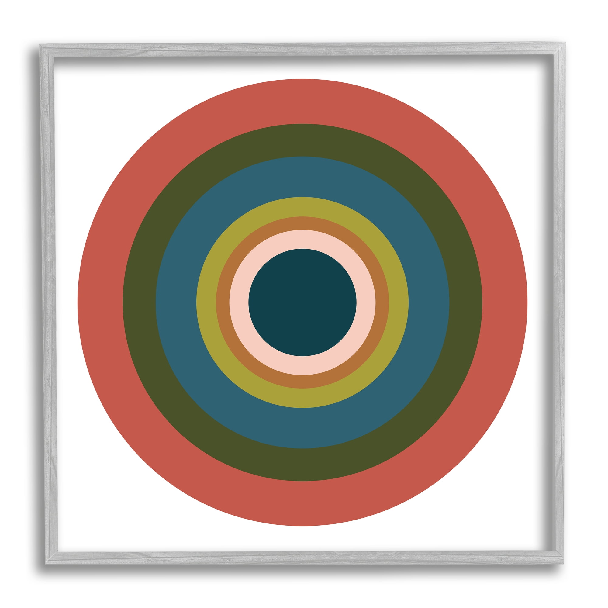 Stupell Industries Red Modern Circles Abstract Painting Gray Framed Art Print Wall Art, 17 x 17