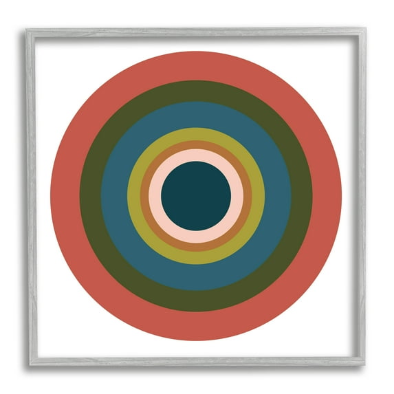 Stupell Industries Red Modern Circles Abstract Painting Gray Framed Art Print Wall Art, 17 x 17