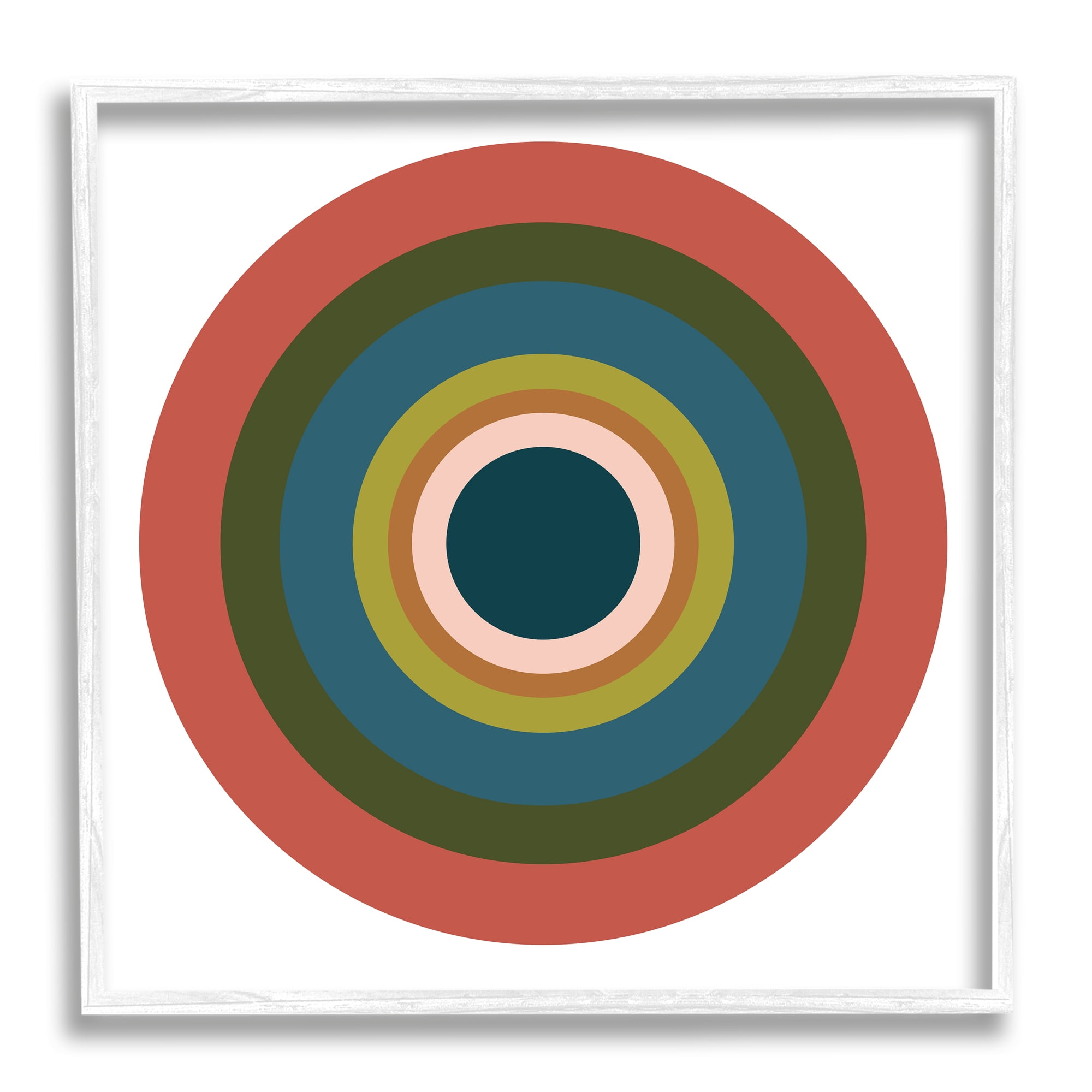 Stupell Industries Red Modern Circles Abstract Painting White Framed Art Print Wall Art, 24 x 24