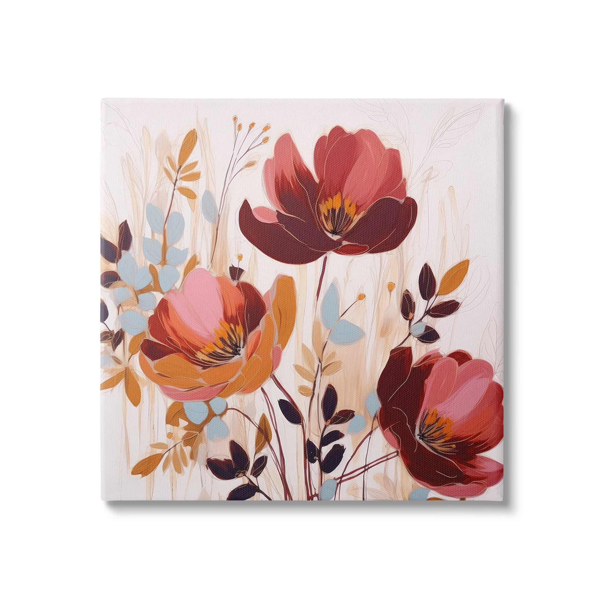 Stupell Industries Red Modern Roses Botanical & Floral Painting Gallery Wrapped Canvas Art Print Wall Art, 24 x 24