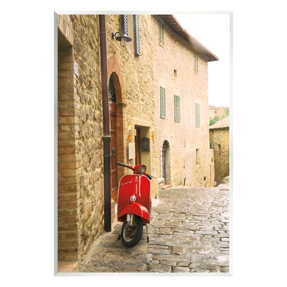 Stupell Industries Red Moped in City Transportation Photography Unframed Art Print Wall Art, 10 x 15
